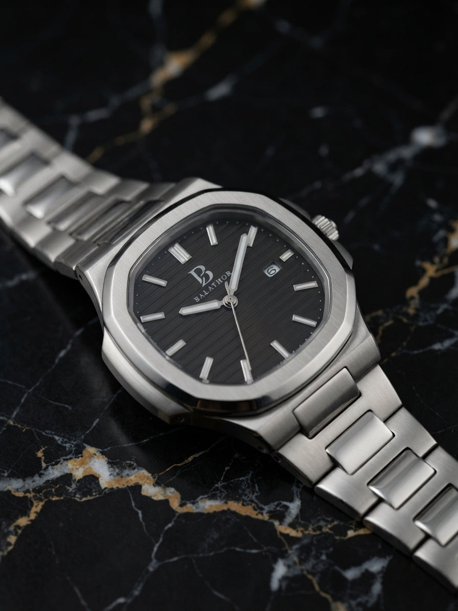 Balathor Steel Black Dial